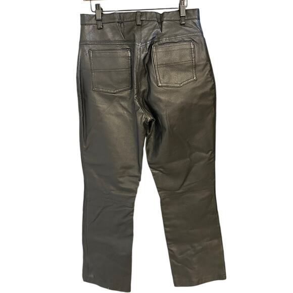 Solutions New York Black Genuine Leather Straight Leg Pants Size 10 - Picture 2 of 8